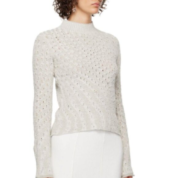 Acne Studios Pale Gray Mock Neck Rib Knit Sweater Size Medium Minimalist Boho - Picture 1 of 9